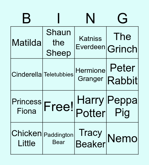 Famous Characters Bingo Card