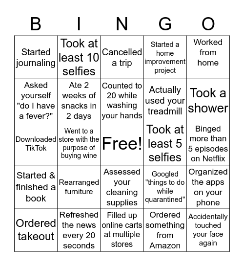 Shelter in Place 8 Bingo Card