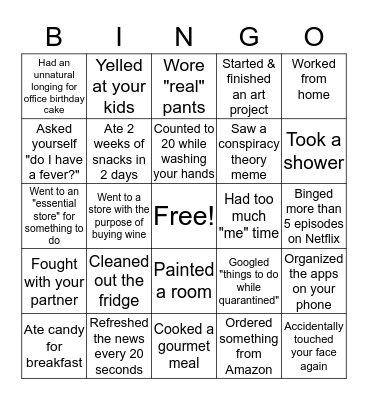Shelter in Place 10 Bingo Card
