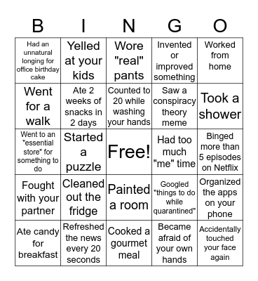 Shelter in Place 11 Bingo Card
