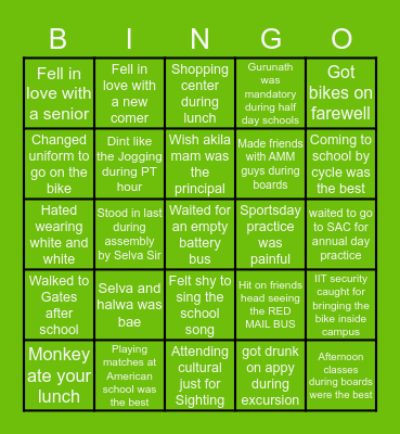 Vana Vanians Bingo Card