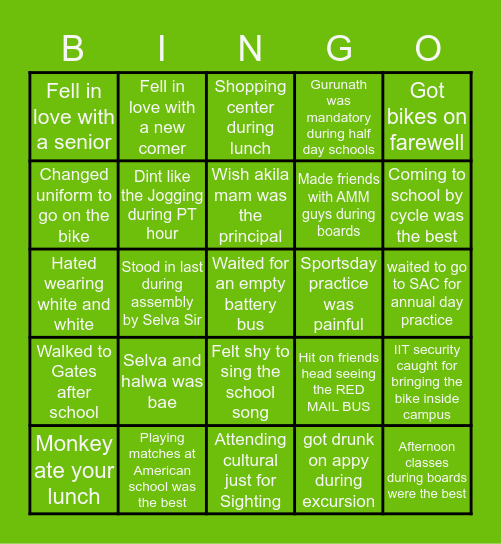 Vana Vanians Bingo Card