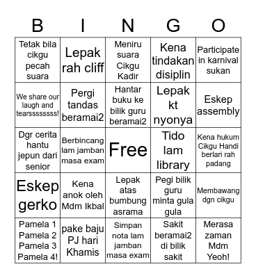 Pernah sik torang...... Bingo Card