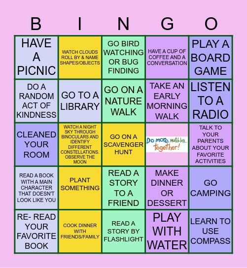 SCREEN FREE BINGO Card