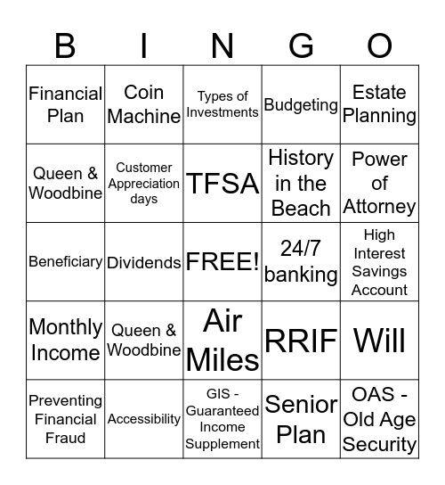 BMO Bingo Card
