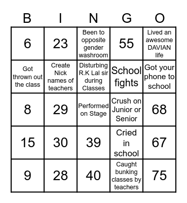 D.A.V KB edition Bingo Card