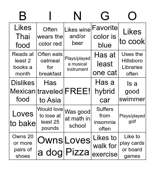 AAUW Friends Bingo Card
