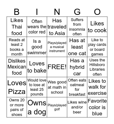 AAUW Friends Bingo Card