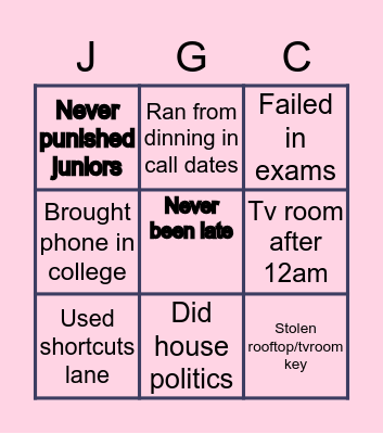 JGCC BINGO Card
