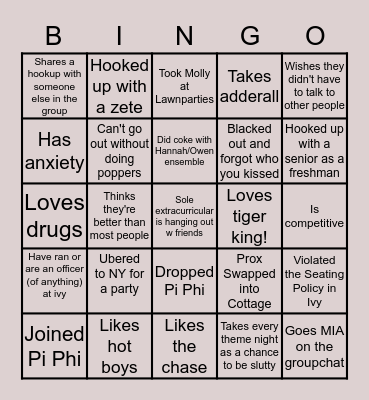 RDE BINGO Card