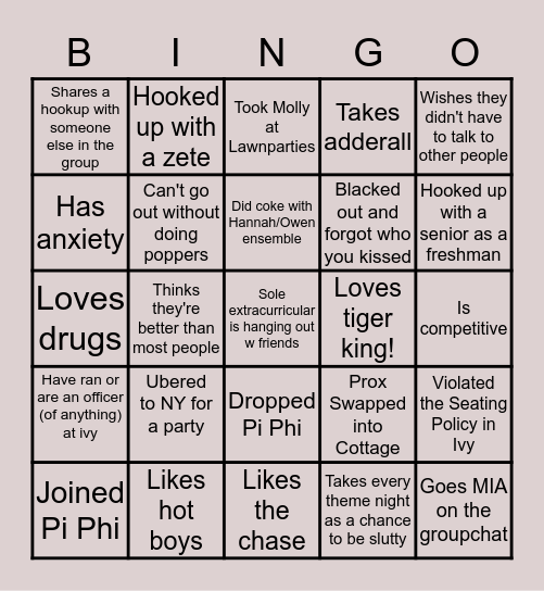 RDE BINGO Card