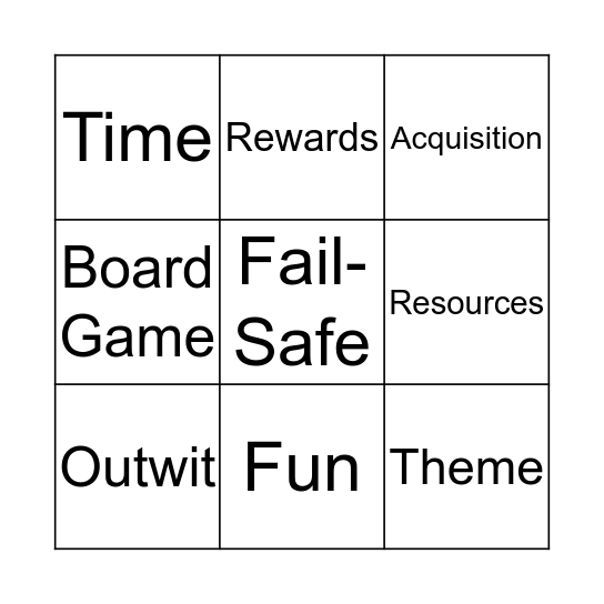 GBL Bingo Card