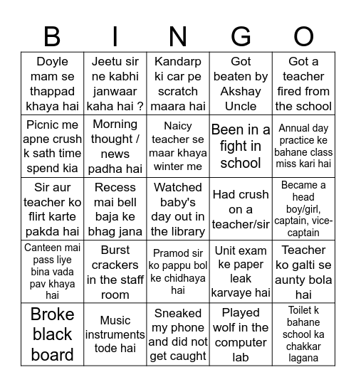 Untitled Bingo Card