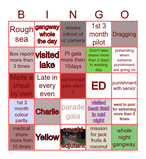 Bangladesh marine Bingo Card