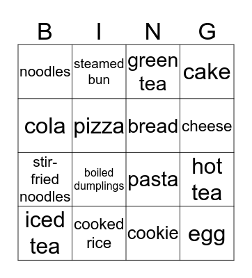 More 吃的东西 & 喝的东西 Bingo Card