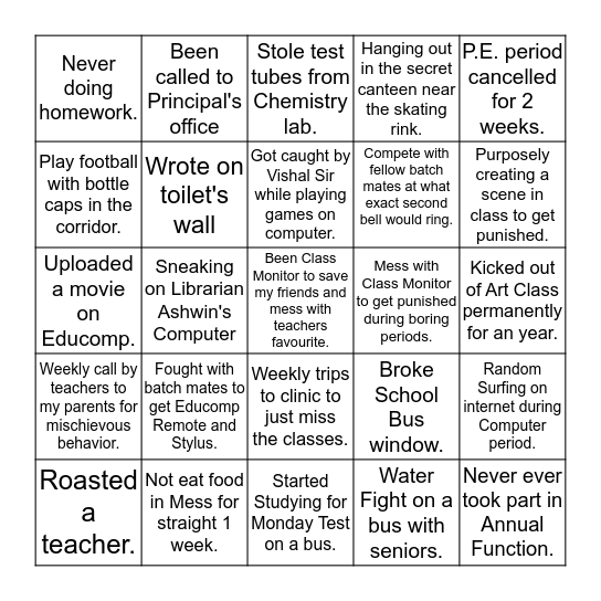 Rogue DPSITES. Bingo Card