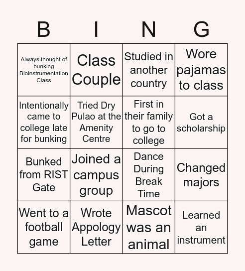 USTM BINGO Card