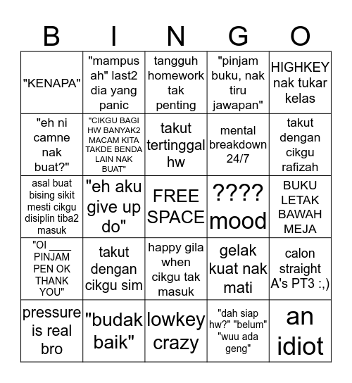 3RKA STUDENTS EDITION Bingo Card