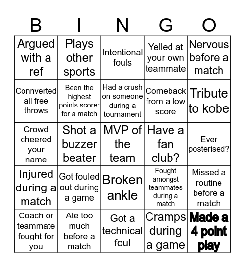 Ballers Bingo Card