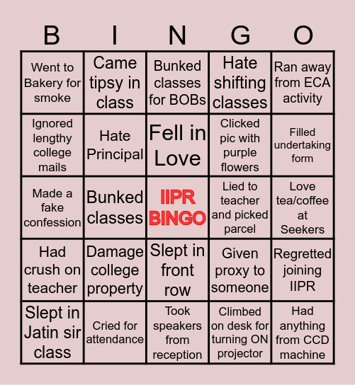 IIPR BINGO Card
