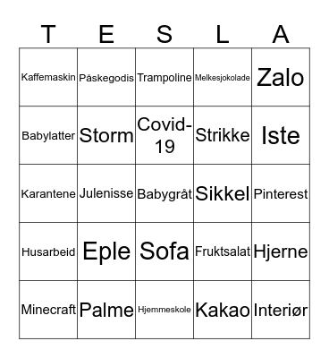 Sebastian Hunstad Bingo Card