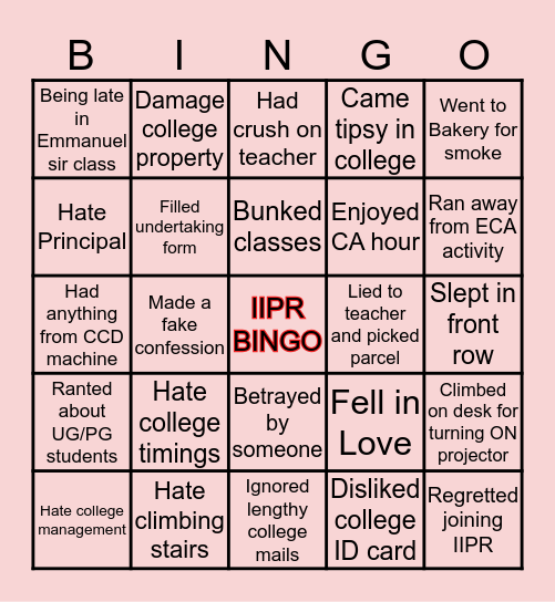 IIPR BINGO Card