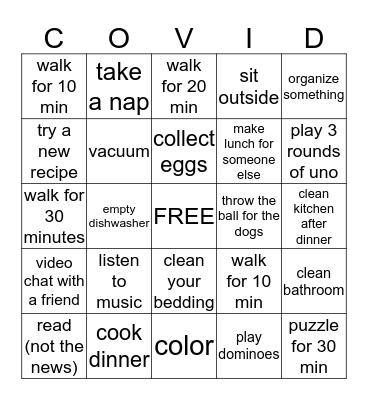 PE FITNESS BINGO Card