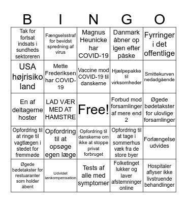 Mette Frederiksens pressekonference Bingo Card