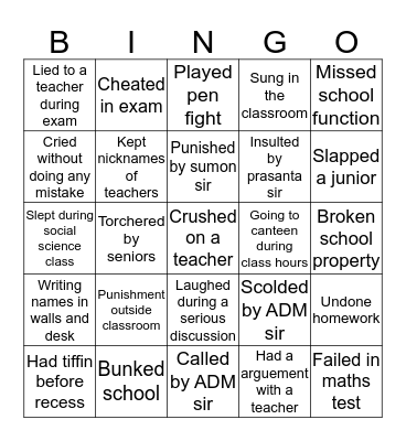 HCHS 2k18 batch Bingo Card