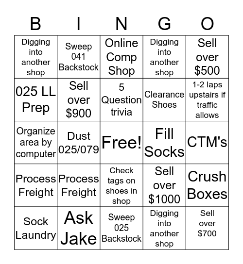 SSM Bingo Card