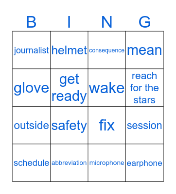 vocab: On a space station Bingo Card