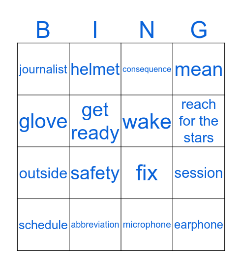 vocab: On a space station Bingo Card