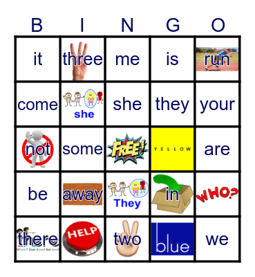 Sight Words Bingo Card