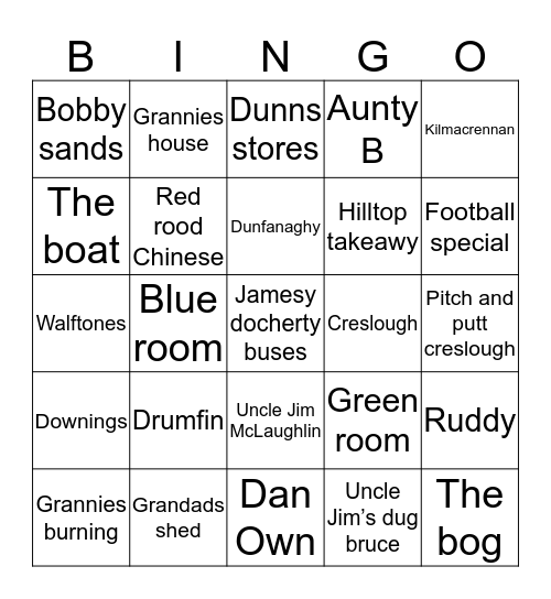 Irish bingo #1 Bingo Card