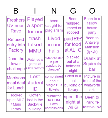 UOM BINGO Card
