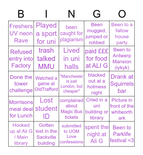 UOM BINGO Card