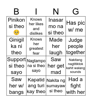 Theo’s BINGO Card