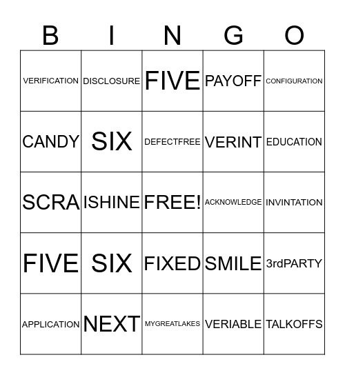 PCL BINGO Card