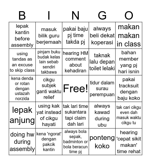 BINGO SMKDTHO EDITION Bingo Card