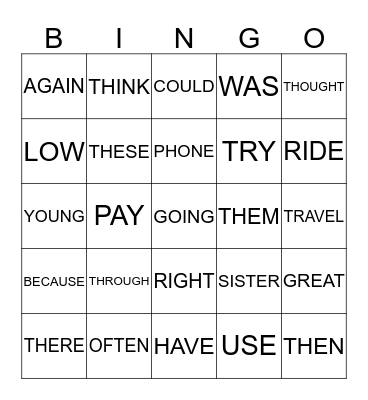 Leah’s Word Bingo! Bingo Card