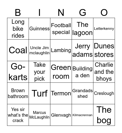 Irish bingo #3 Bingo Card