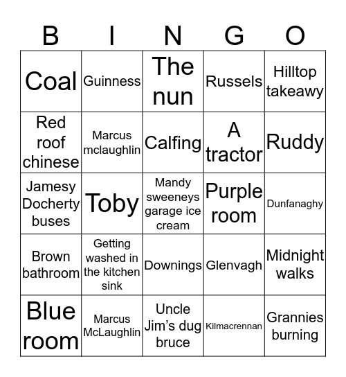 Irish bingo #6 Bingo Card