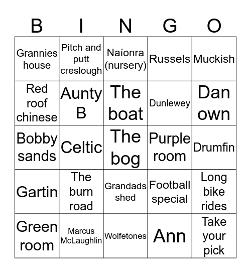Irish bingo #11 Bingo Card