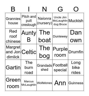 Irish bingo #12 Bingo Card