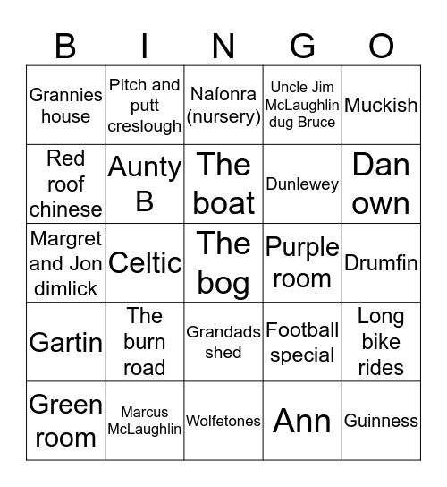 Irish bingo #12 Bingo Card