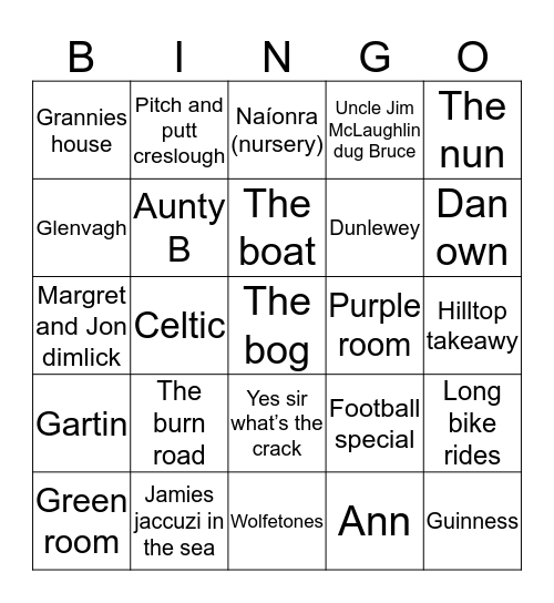 Irish bingo #13 Bingo Card