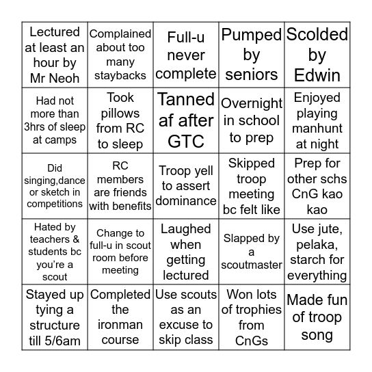 7GTN SCOUT GROUP Bingo Card