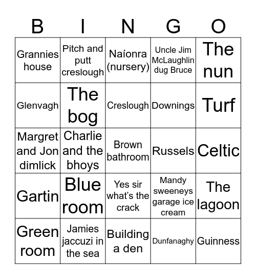 Irish bingo #15 Bingo Card