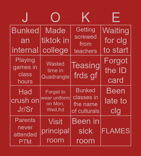 Quarantine Timepass Bingo Card