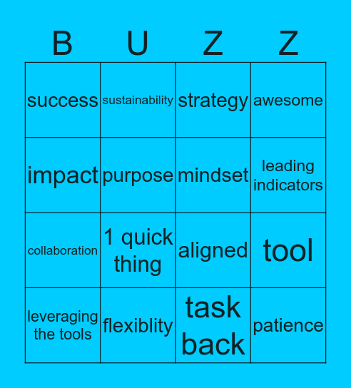 Buzz Words Bingo Card